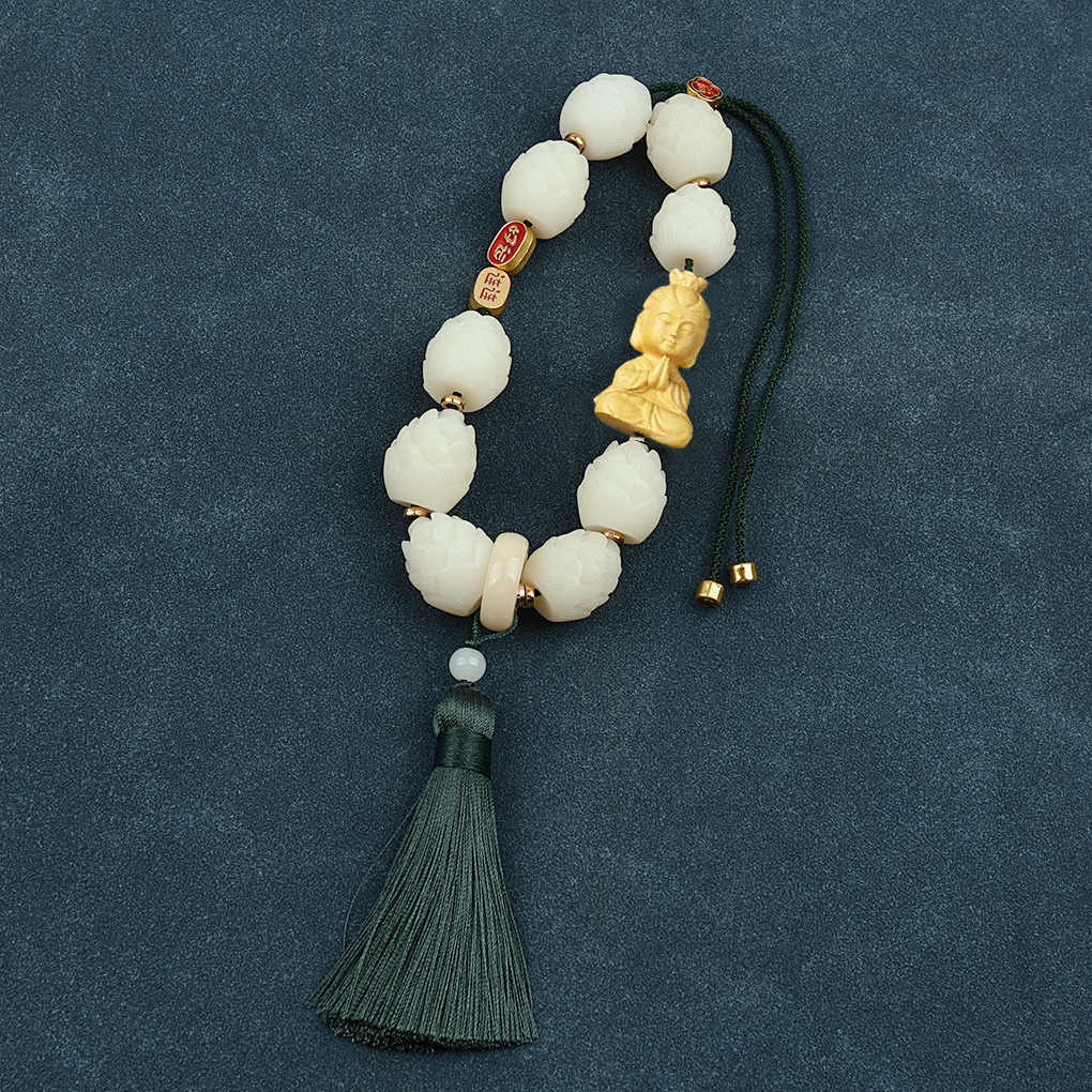 Car hanging | Qìchē Buddha Lotus Car - good-luck-guanyin-single-tassel-green