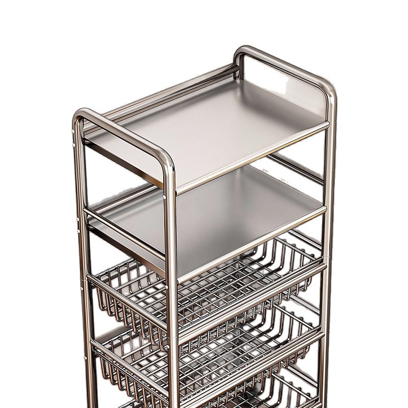 Estante de acero inoxidable de cocina estante de almacenamiento multifuncional de horno de microondas para horno de frutas y verduras multicapa estante pequeño