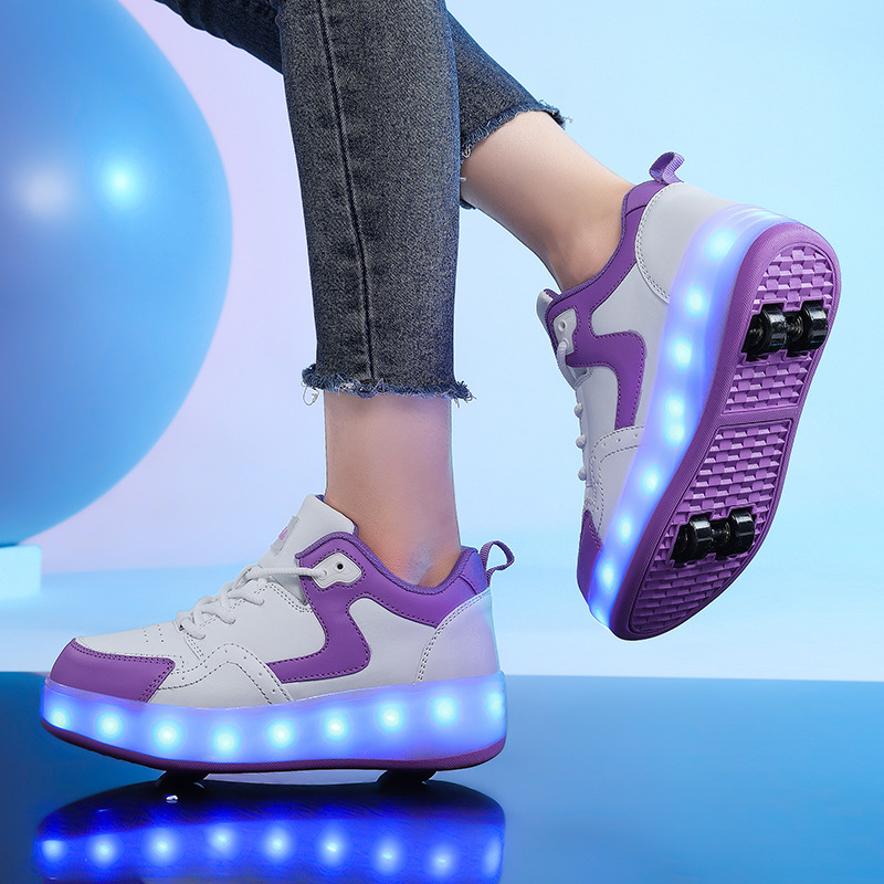 Children's Heelys Shoes, Summer Four-Wheel Roller Shoes, Rechargeable Invisible Wheels, Adult Skates, Direct Supply from the Source Factory
