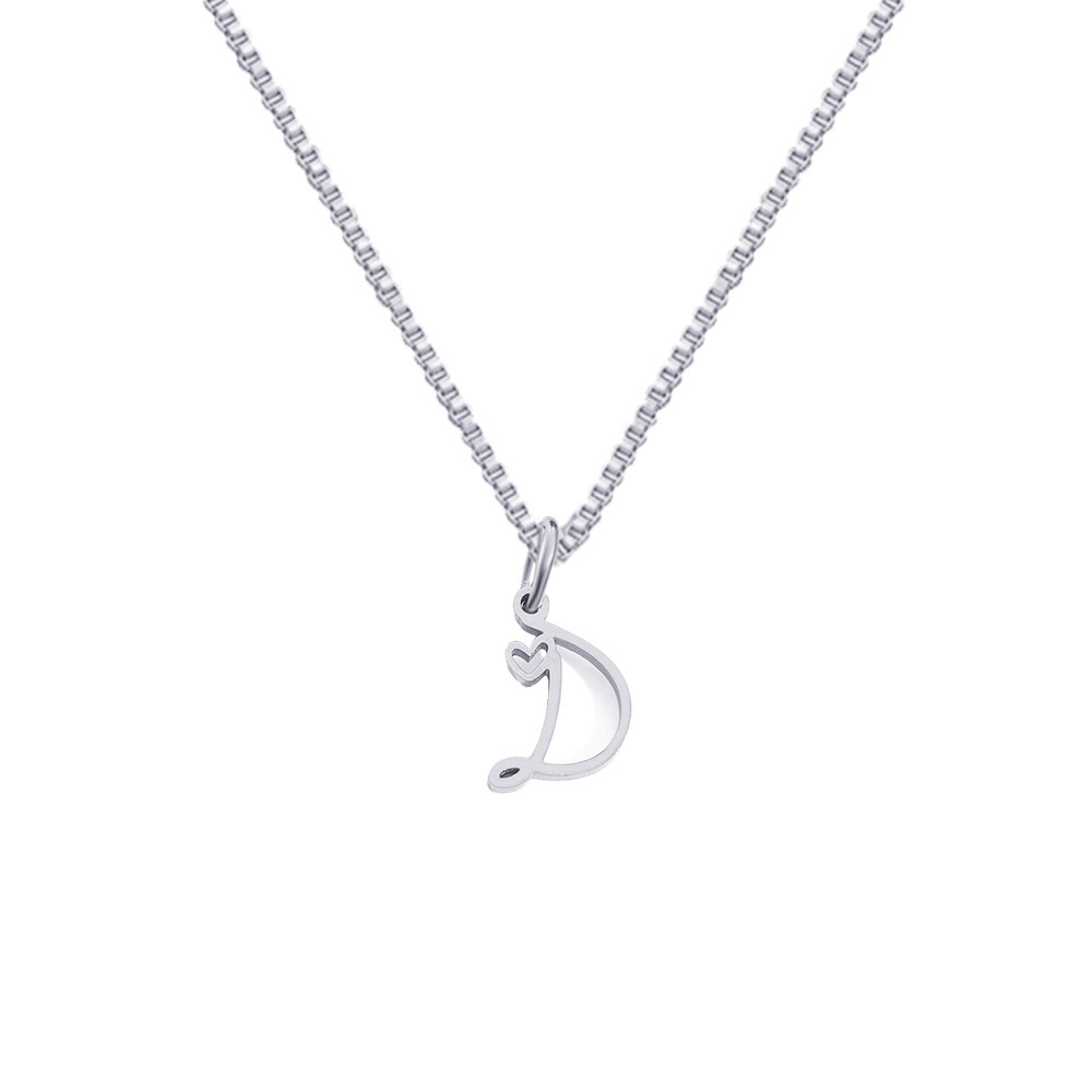 Collier en acier titane style INS 26 avec pendentif cœur et lettre, design intemporel, pour femme. Bijou inaltérable._voghion.com
