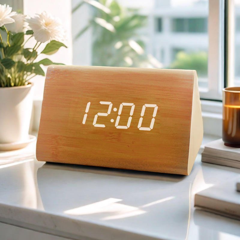Transfronterizos directos led despertador de madera acústica reloj de oficina cabecera despertador electrónico reloj digital Amazon LED