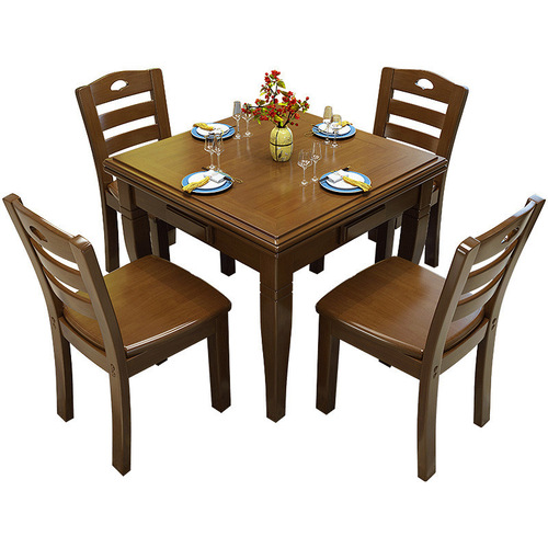 Solid wood mahjong table, dining table, dual-purpose chess table, modern simple folding household simple manual chess and card table and chair combination