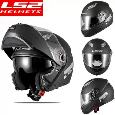 Ls2 Motorcycle Flip-Up Helmet with Dual Visors for Men and Women, Summer Motorcycle Racing Helmet, Anti-Fog, Bluetooth, All-Season Model 370 (Motorcycle Helmet Headset) - double-lens-flip-up-helmet-matte-black-l