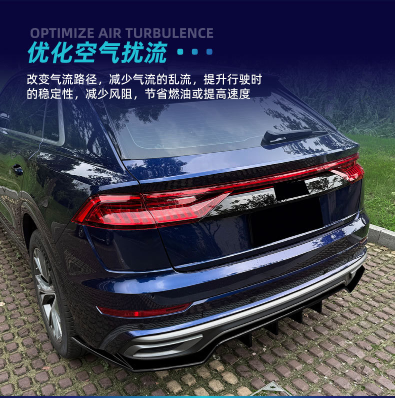 Applicable to Audi Q8 4m Sline 2019-2023 Three-Section Rear Lip Spoiler Corner Modification Parts