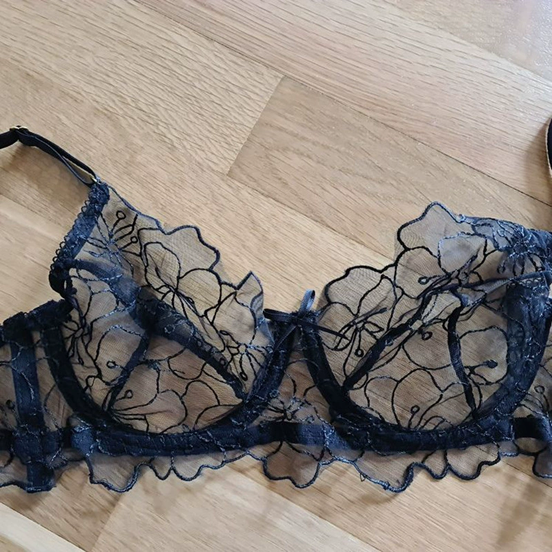 Прозрачное кружевное белье с бантом, набор, Aliexpress, европейский стиль, с вышивкой, кружевное платье