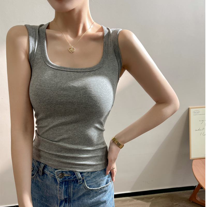 Pure cotton knitted bottoming suit inner vest women's sling spring/summer autumn white slim-fit breast-covering hot girl top Pure cotton knitted bottoming suit inner vest women's sling spring/summer autumn white slim-fit breast-covering hot girl top