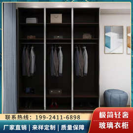 极简通体玻璃衣柜门 展示酒柜轻奢铝框玻璃门 卧室铝合金玻璃柜门