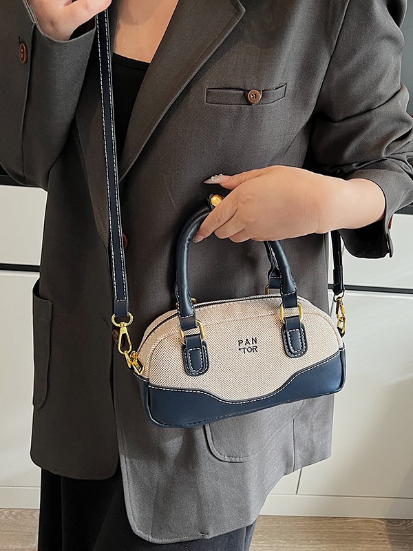 Bolso de mujer 2025 nuevo lino transfronterizo empalme bolso de mano pequeño bolso cuadrado de alta calidad de comercio exterior moda mochila