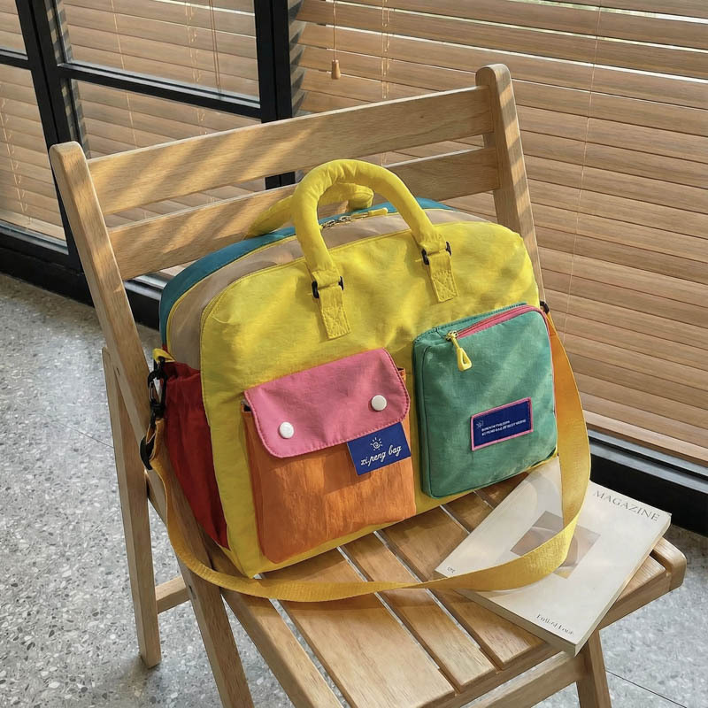Japanese-Style Dopamine Color-Blocking Travel Bag, Large Capacity Hand Luggage for Fitness, Students, Business Trips, and Short Trips Japanese-Style Dopamine Color-Blocking Travel Bag, Large Capacity Hand Luggage for Fitness, Students, Business Trips, and Short Trips
