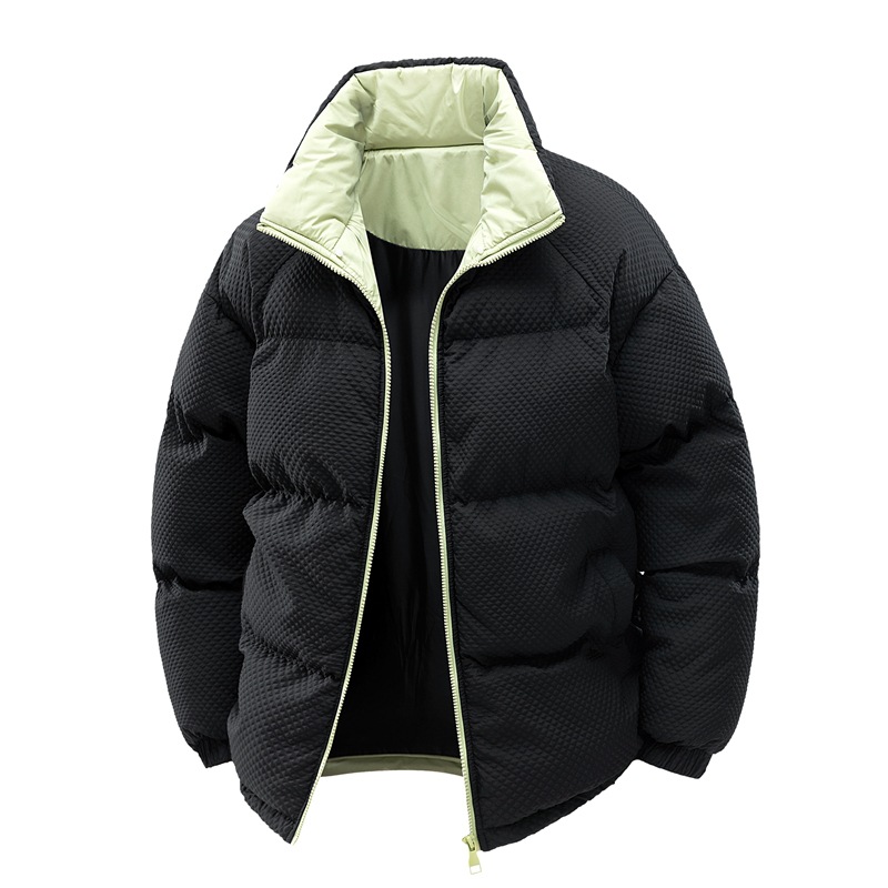 Stand-up Collar Granular Cotton-padded Clothes For Men And Women, Loose And Thickened Cotton-padded Clothes For Couples, Cotton-padded Jackets For Men_viptrois.com