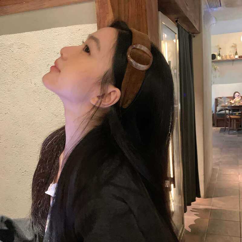 高分智感！美拉德玳瑁色圆环宽边发箍时尚复古高颅顶头箍外戴发饰|undefined