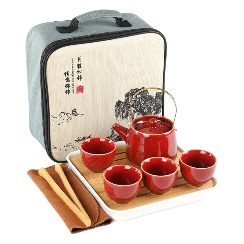 Lifting pot portable travel tea set suit wholesale Japanese kung fu tea set Tea Cup business gift printable LOGO