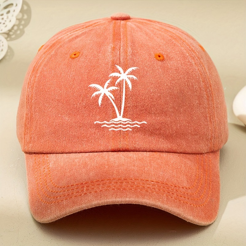 154g Weight Baseball Cap Hats Type Daily Occasion Cotton Material Coconut Tree Pattern Summer, Spring, Autumn Season Unisex Gender Printing Design Simple Style Style Curved Eaves Rim Unisex Simple Style Coconut Tree Printing Curved Eaves Baseball Cap 10