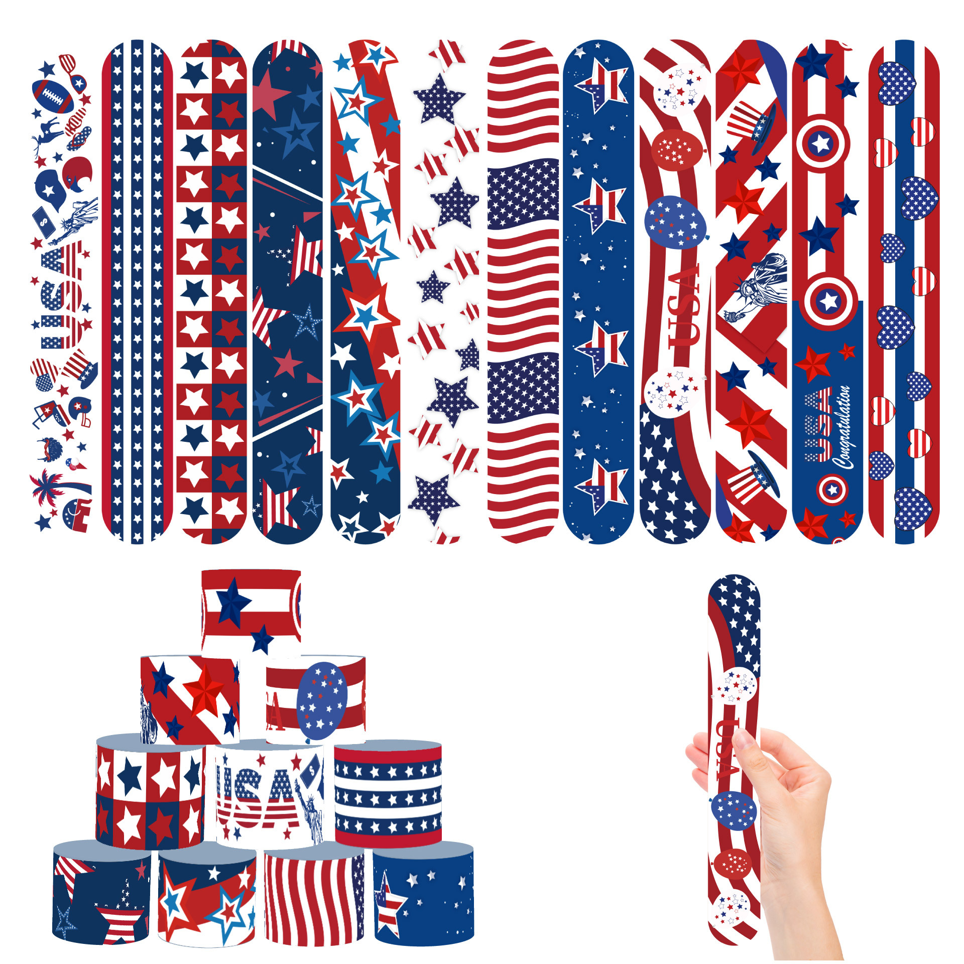 Amazon transfronterizo EE.UU. Día de la Independencia de EE.UU. Brazalete de pulsera de fiestas de palpitación Brazalete de decoración