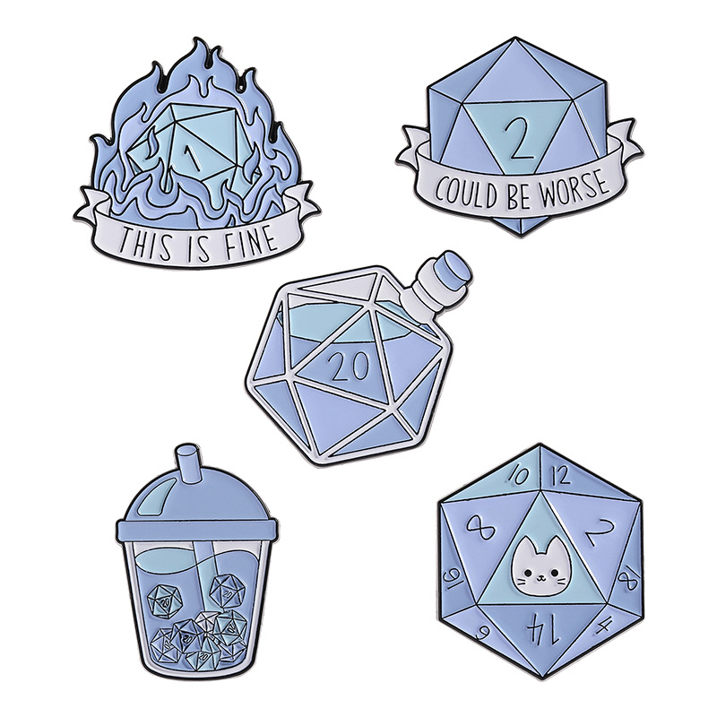 Comic Style Dice Underground with Dragons Versatile Anime Film and Television Peripheral Metal Brooch Clothing Accessories Exquisite Badges