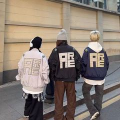 美式潮牌棒球服夹克女国潮字母刺绣宽松百搭情侣飞行拉链外套上衣