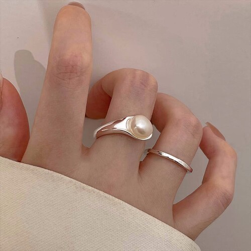 s925 sterling silver pearl ring for women cold style ins French temperament fashion minimalist niche design open ring