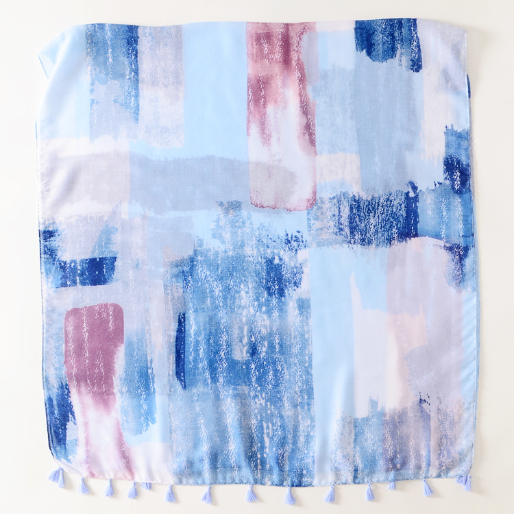 2022 Otoño e Invierno color de la moda a juego con borla larga teñida suave todo partido decorativo cálido chal de algodón y lino sensación bufanda de seda