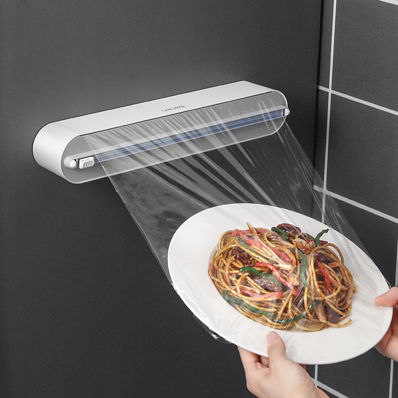 Kitchen Disposable Plastic Wrap Cutter Household Food Preservation Cover Special Cutting Box Magnetic Refrigerator Gadget