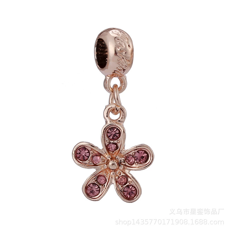 Rose gold crystal love and life tree pendant DIY women's bracelet accessories daisy charm star loose beads