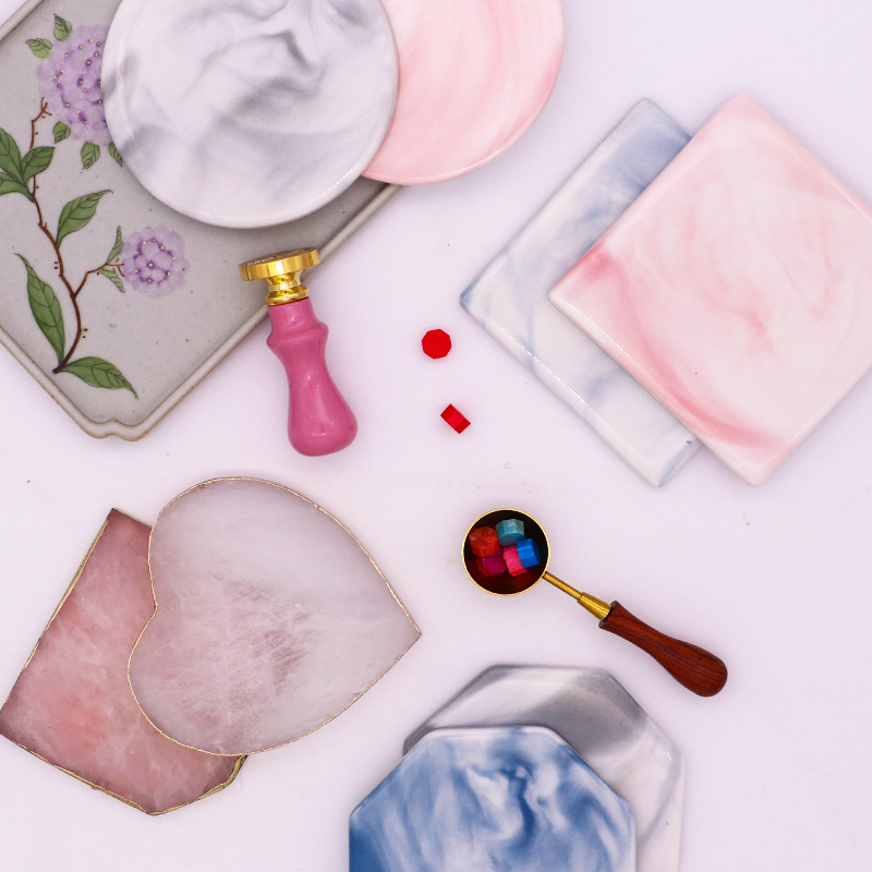 Plantilla de eliminación de pintura al fuego 3M adhesivo de doble cara chica Rosa cristal en forma de corazón almohadilla de cera de sellado pintura al fuego herramienta de fabricación de etiquetas de cera