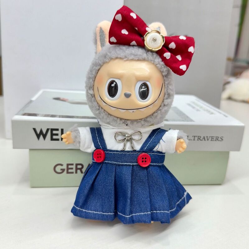 拉布布的衣服一二三代17cm毛绒挂件labubu娃衣背带裤套装裙子着替|undefined