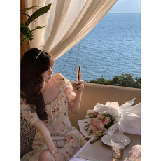 2022夏季新款仙女法式气质高级感茶歇碎花衣服女装裙子短袖连衣裙详情8
