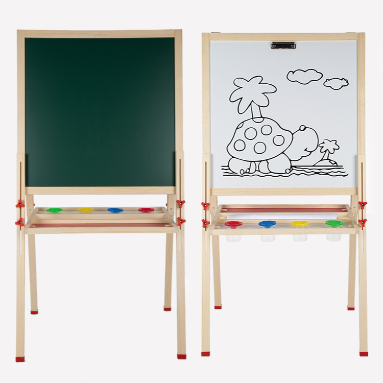 Uno de dos pasos tablero de dibujo para niños de madera maciza tablero de escritura magnético pizarra tablero de dibujo educación temprana tablero de graffiti ajustable al por mayor