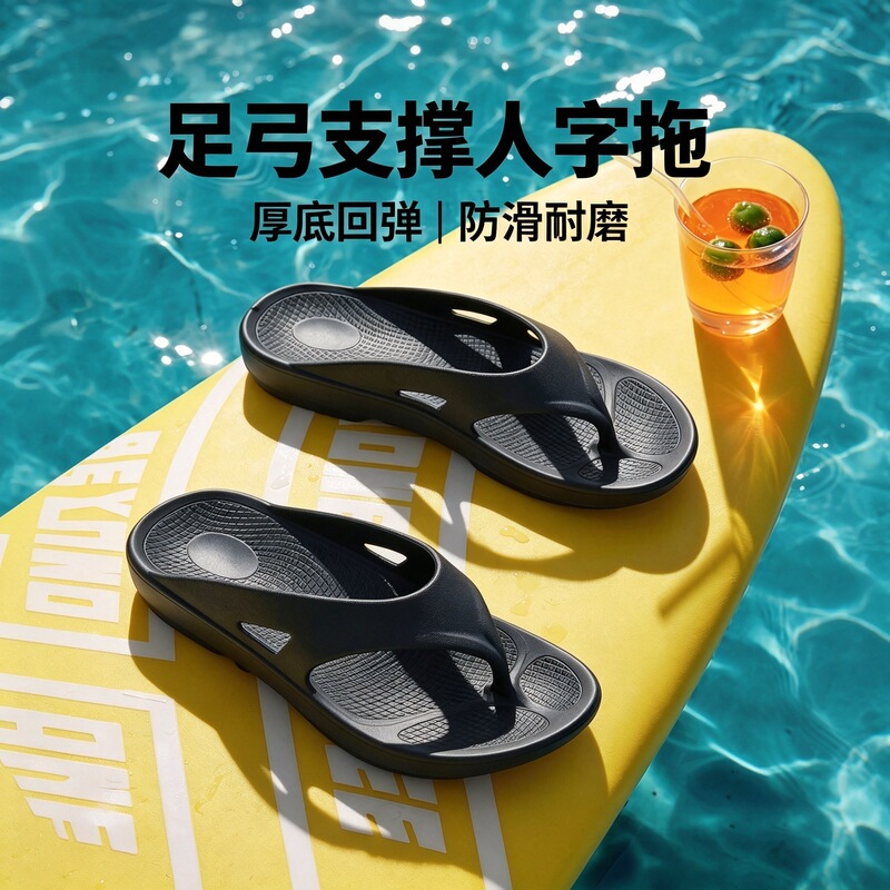 Cross-border arch support flip-flops for men and women, summer outdoor non-slip flat-foot casual soft-soled beach thong sandals Cross-border arch support flip-flops for men and women, summer outdoor non-slip flat-foot casual soft-soled beach thong sandals