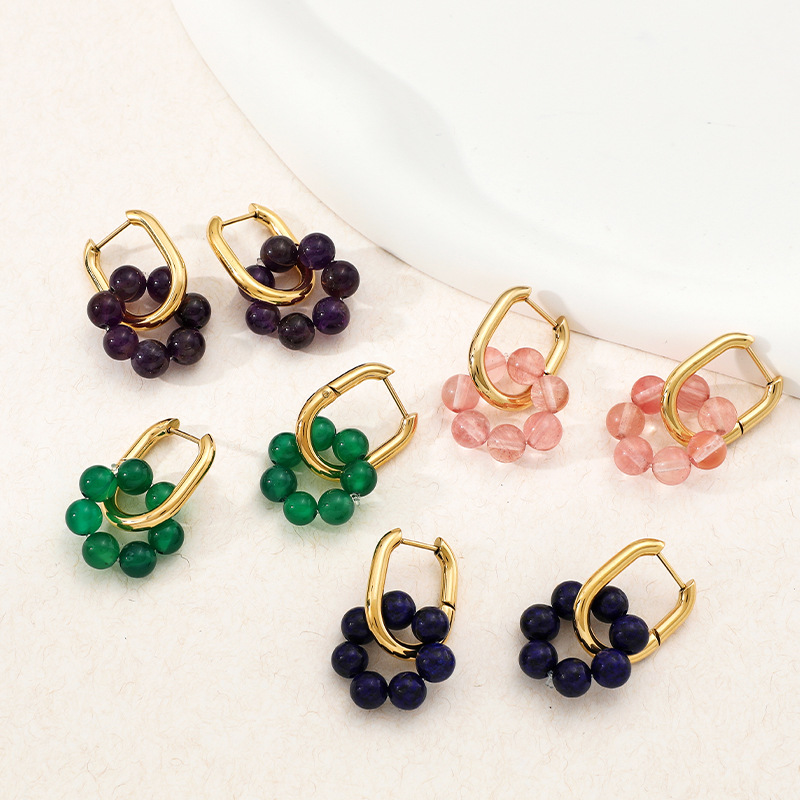 13g Weight Vacuum Plating Gold Plating Process 1 Pair Fashion Flower Plating 304 Stainless Steel 16K Gold Plated White Gold Plated Gold Plated Stainless Steel Earrings