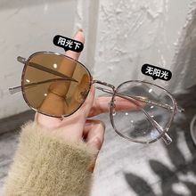 防蓝光变色镜色时尚栗子棕高级显白素颜学生款眼镜框近视度数成品