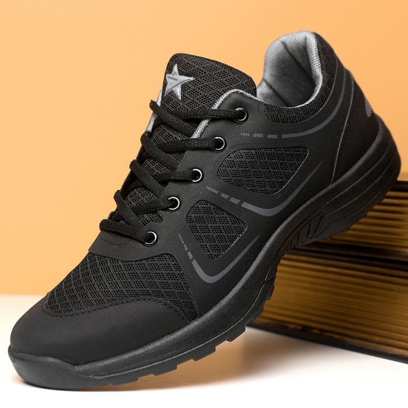 New Style Physical Training Shoes, Handsome Summer Black Training Shoes, Ultra-Light Breathable Running Shoes, Wear-Resistant Rubber Shoes, Sports Shoes