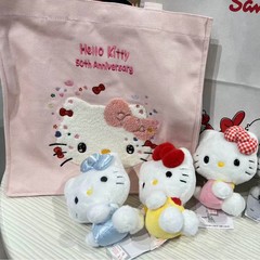 日本系キティ漫画刺繍キャンバスバッグピンクかわいい少女心学生大容量シングルショルダーバッグ