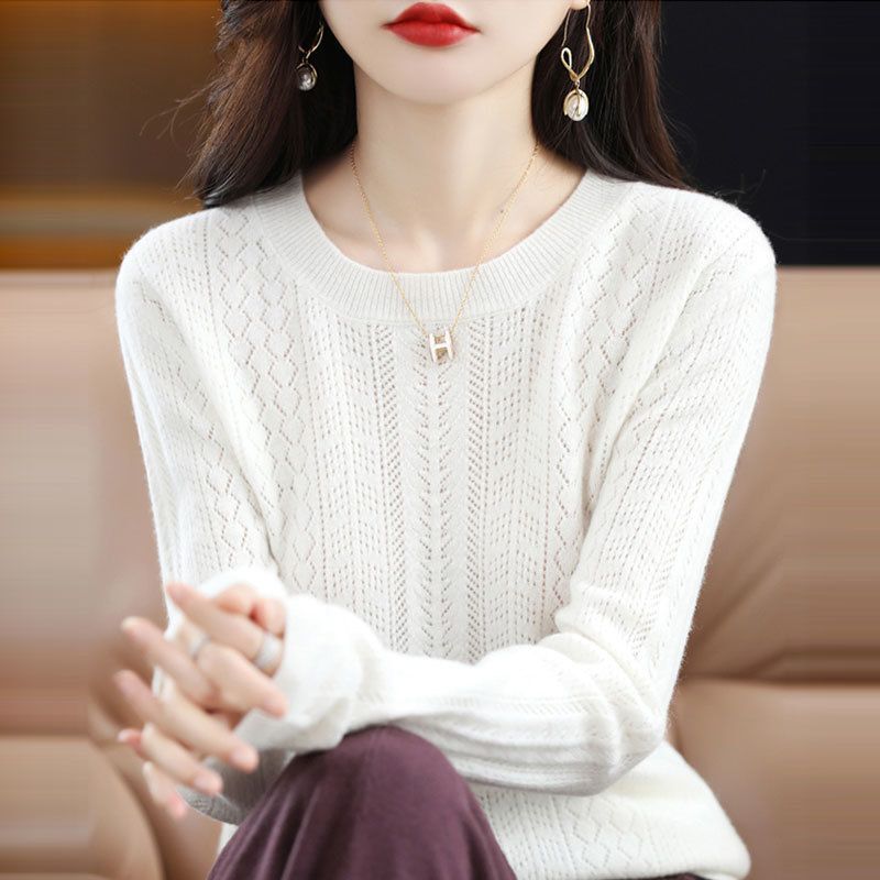 2025新款圆领针织衫女士内搭秋冬时尚洋气修身长袖毛衣百搭打底衫|undefined