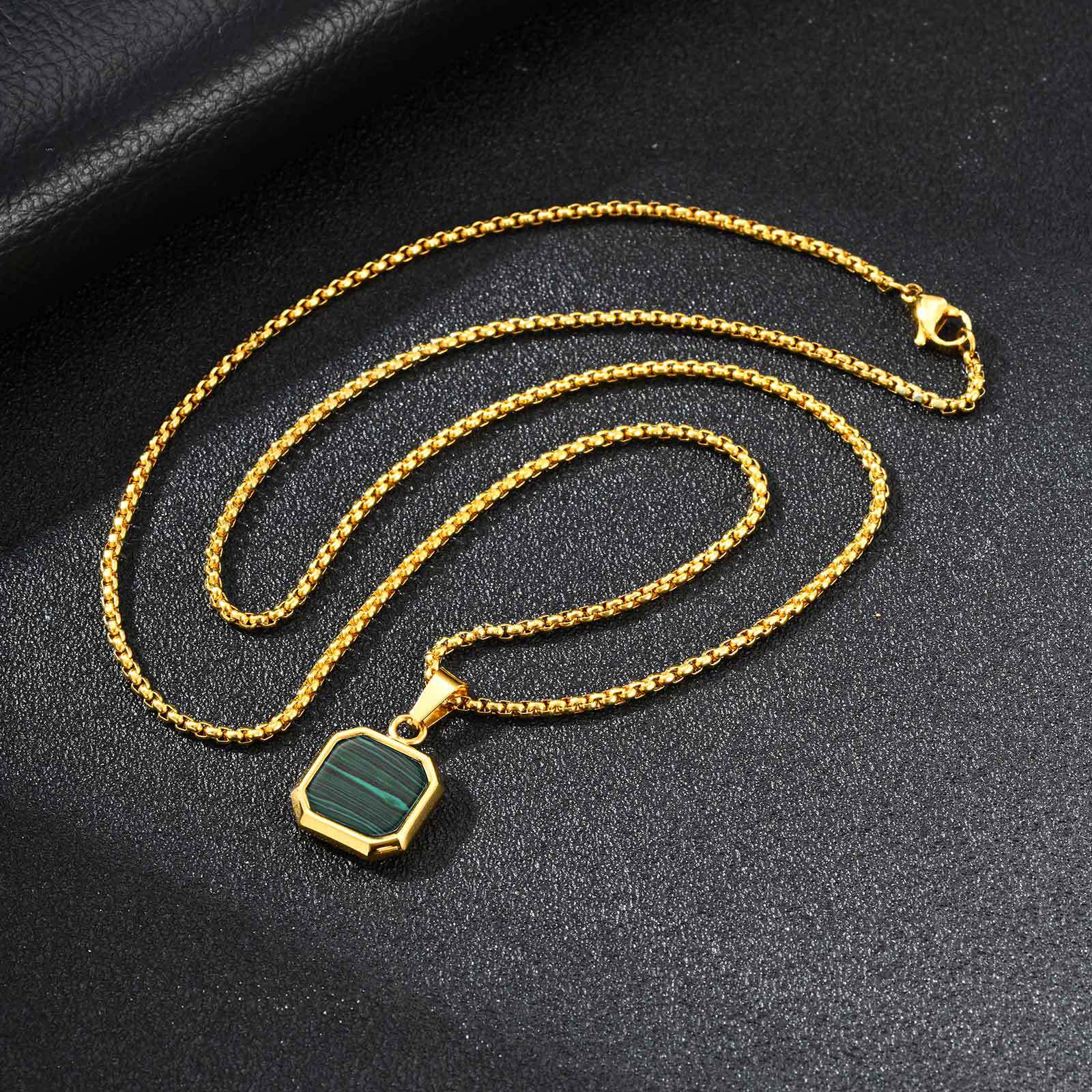 공작석 펜던트 골드 + 체인