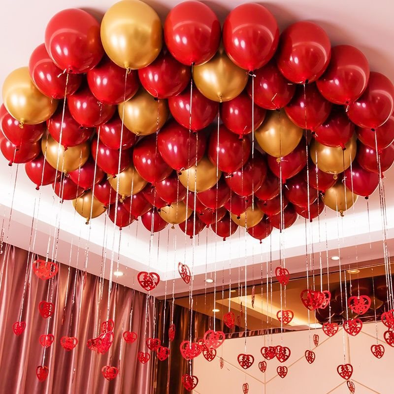 空中石榴婚房装饰套装房顶飞的轻气球红气球客厅卧室装饰套装网红