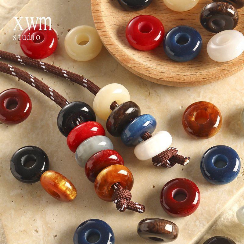 Acrylic large-hole abacus beads, gold-plated loose beads, DIY handmade bag beading, hanging chains, clothing accessories, and materials