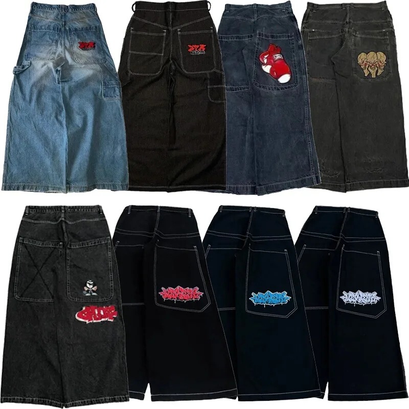 Y2K Loose Jeans for Men, Harajuku 2000S Retro Embroidered High-Quality Jeans, New Hip-Hop Streetwear