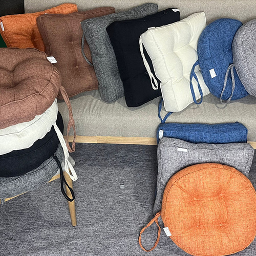 Cross-border solid color thick cushion strap chair cushion buttock cushion sofa cushion dining chair cushion round square cushion vacuum