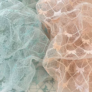 粉色蝴蝶结刺绣面料新款童装婚纱连衣裙布料 Embroidery Fabric