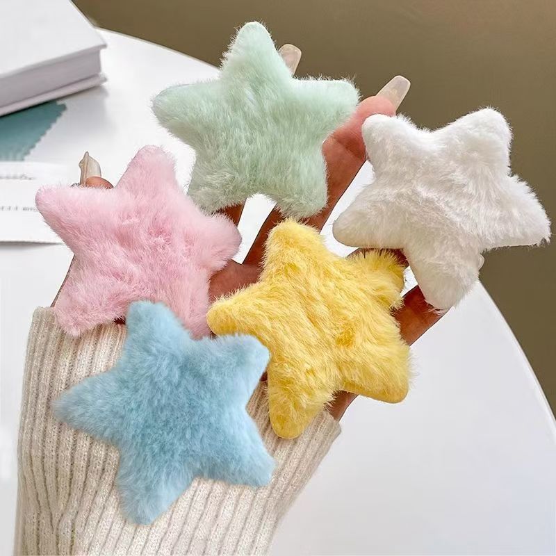 秋冬のかわいい星のヘアピンの女性の子供の砕毛のbbクリップのサイドの前髪のぬいぐるみのカモの口の頭飾り|undefined