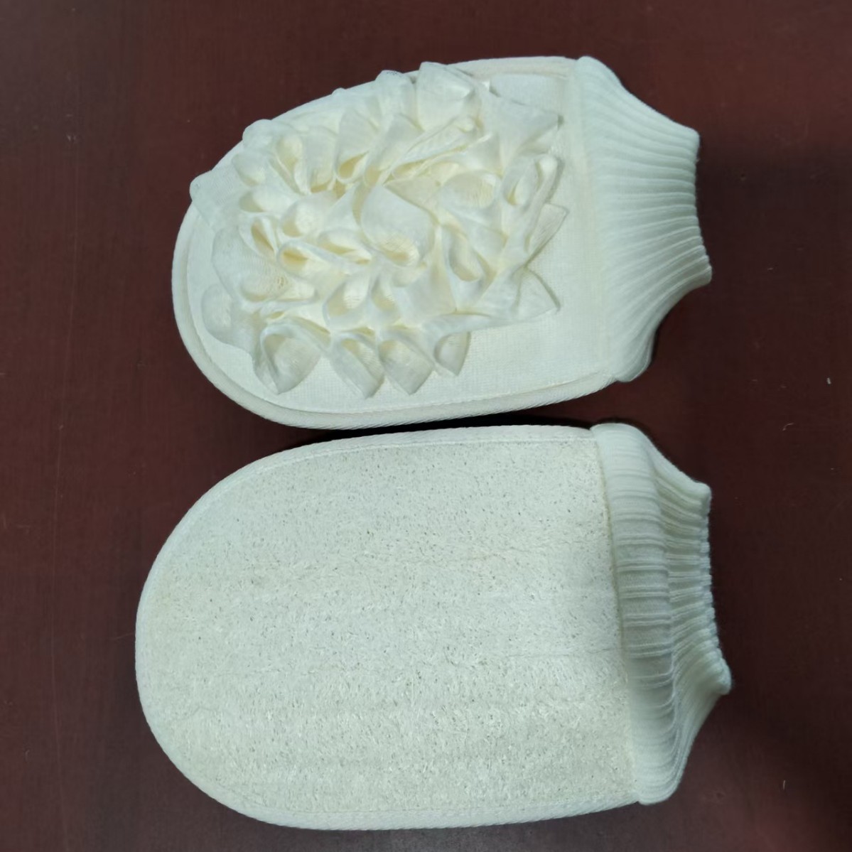 Venta al por mayor de fábrica de guantes de toalla de baño de yute Toalla de baño guantes de baño de ramio toalla cuadrada de doble cara guantes de baño