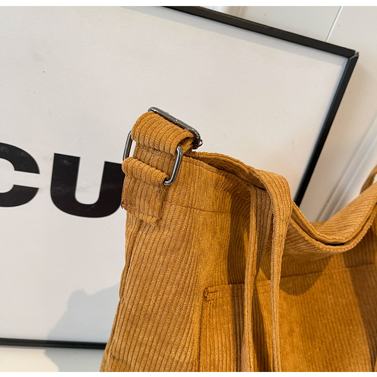 New Korean-style simple large-capacity handbag, casual corduroy single-shoulder bag, versatile travel light crossbody bag wholesale undefined