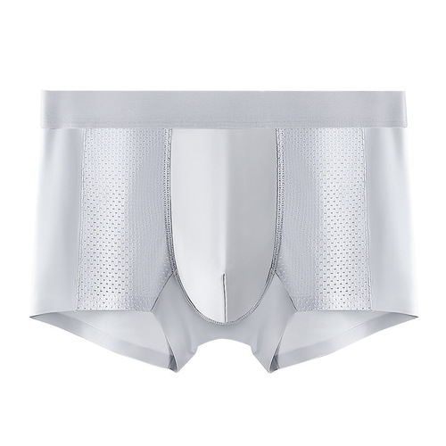 Ultra-thin ice silk seamless youth boxer briefs breathable, soft and sexy solid color air-conditioned pants boxer briefs for men