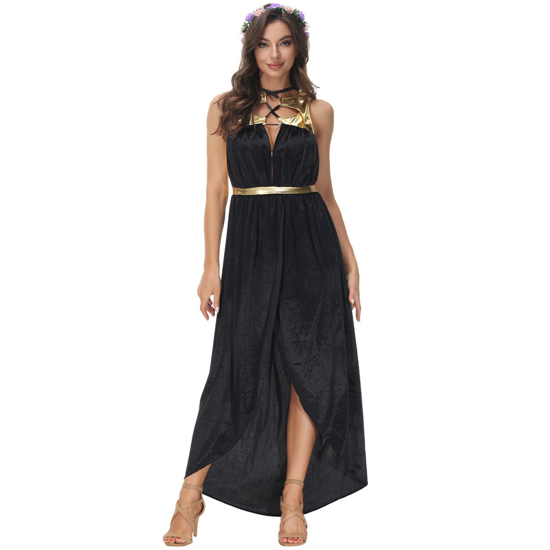 Halloween Greek Goddess Dress Classical Mythical Robe Dress Cleopatra Show Party Costume