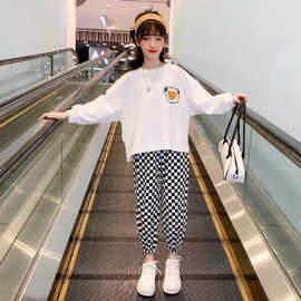 女童春装套装中大童2025洋气休闲卫衣两件套春秋季女童时髦两件套