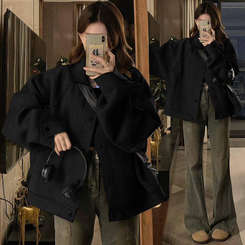 美拉蓝穿搭短款夹克美式复古机车辣妹外套hiphop男女情侣上衣批发|undefined