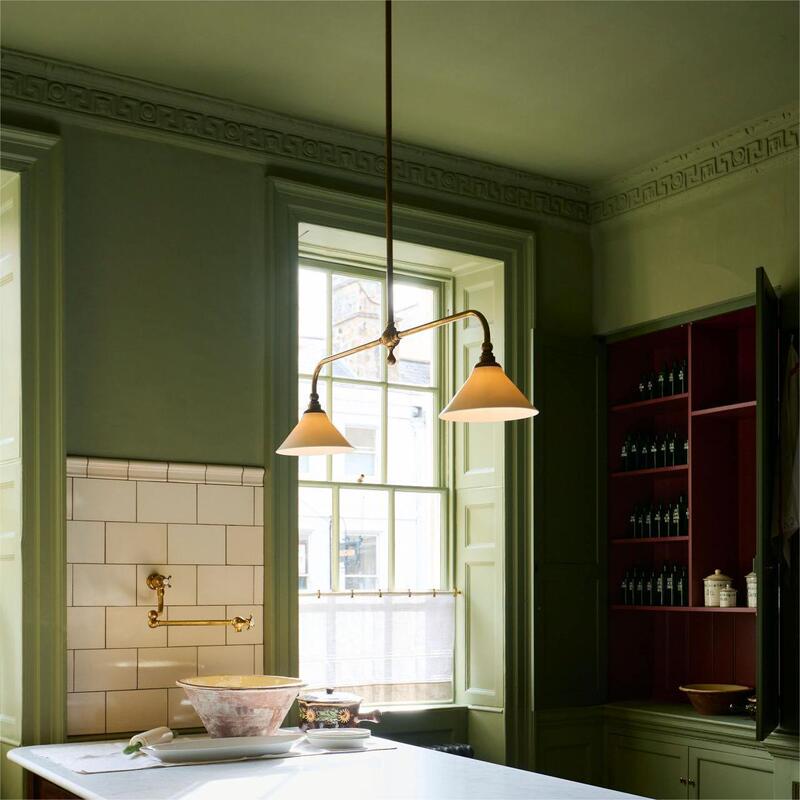 [In Stock] All-copper American-style minimalist retro restaurant island linear pendant light, cafe bar counter designer pendant light
