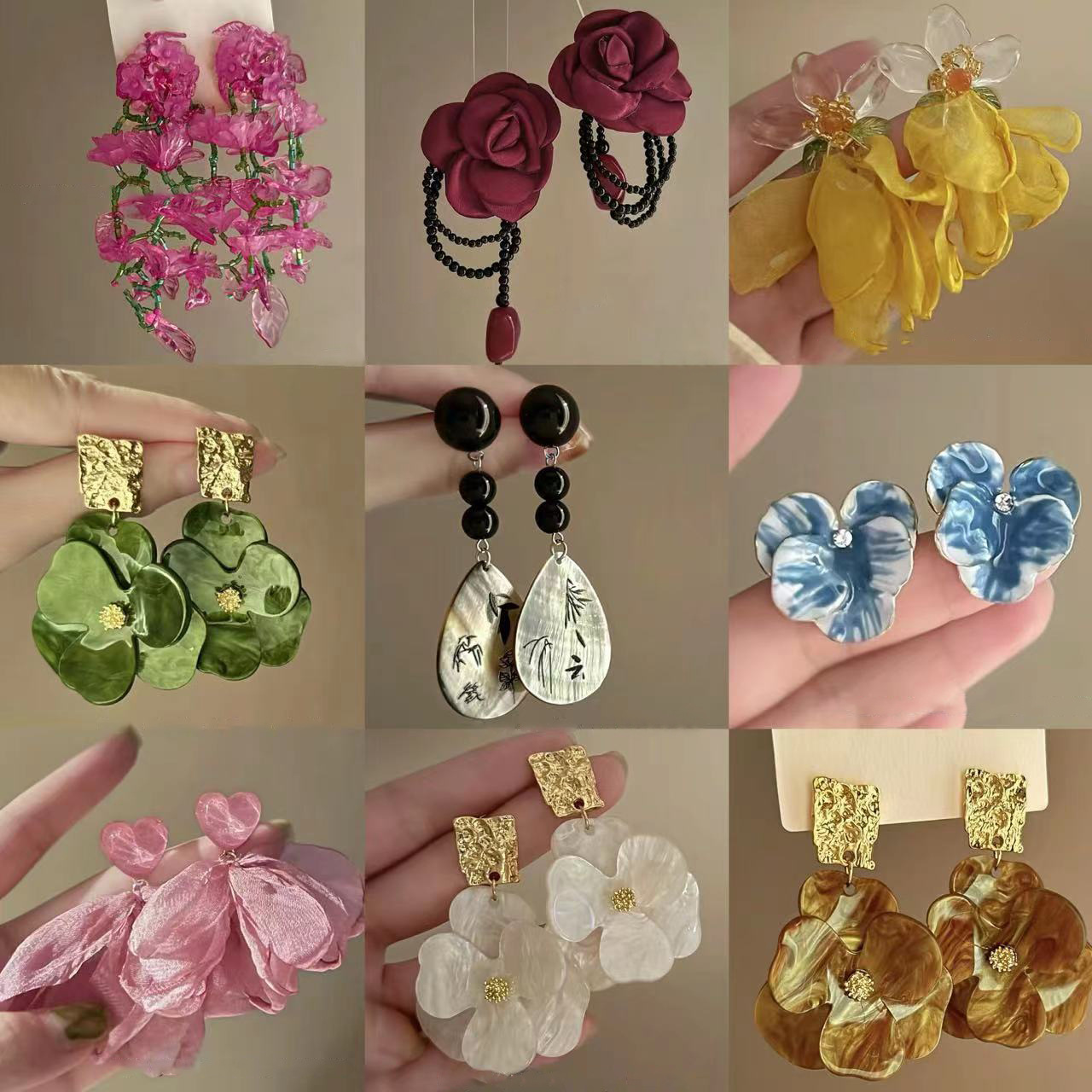 Pendientes de flores frescas y dulces con aguja de plata Pendientes de estilo de vacaciones de nuevo estilo de verano Pendientes de lujo ligero ins de Corea