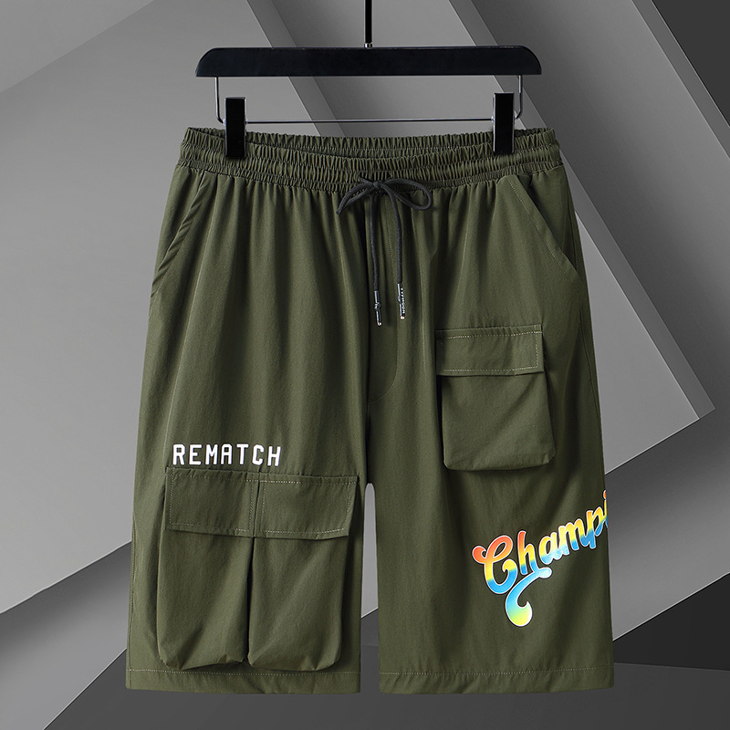 2025 Trendy Black Workwear Casual Stretch Shorts Summer Fat plus size Plus Size Plus Size Men's Thin Shorts